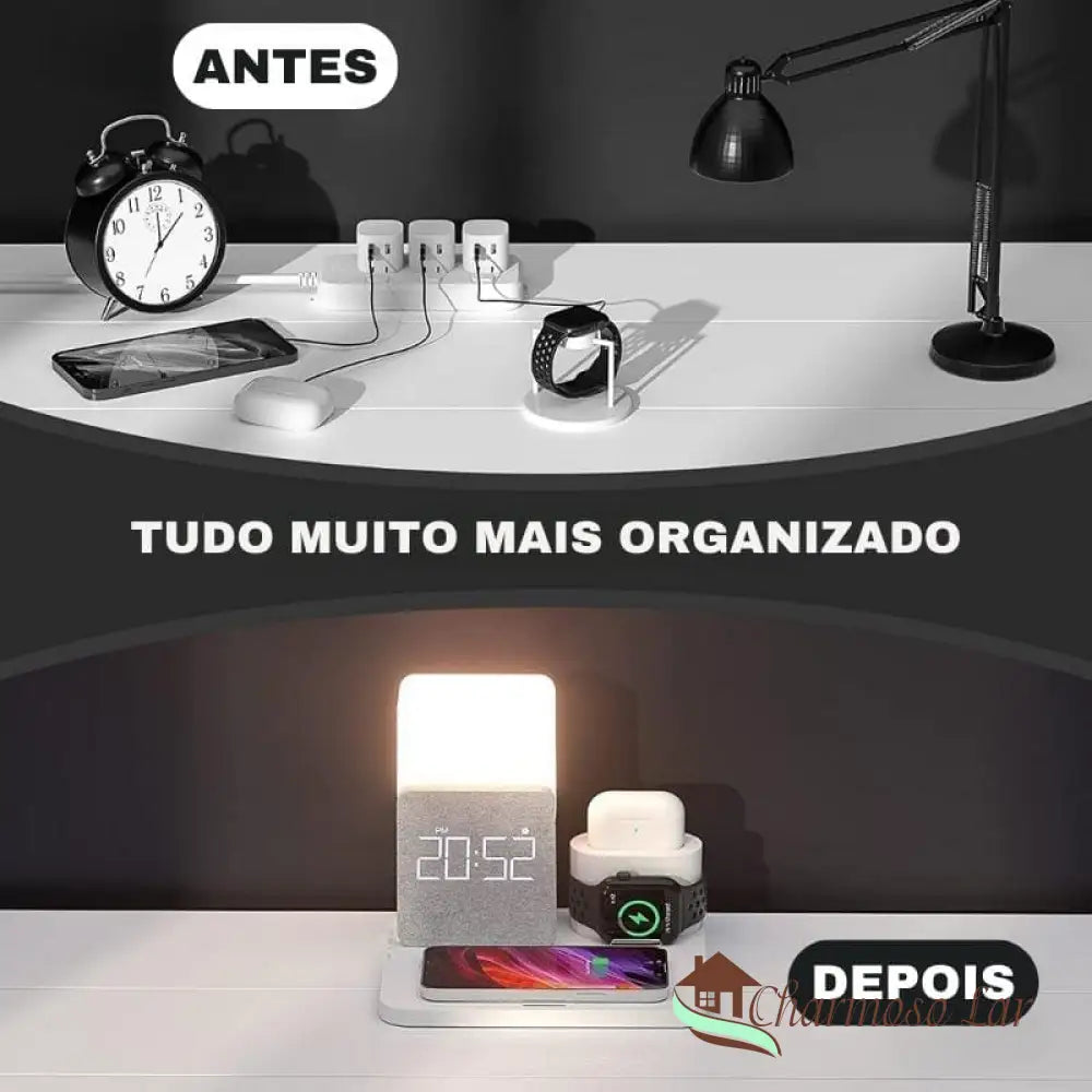 Carregador Por Indução Luminária De Mesa E Despertador Polihousi