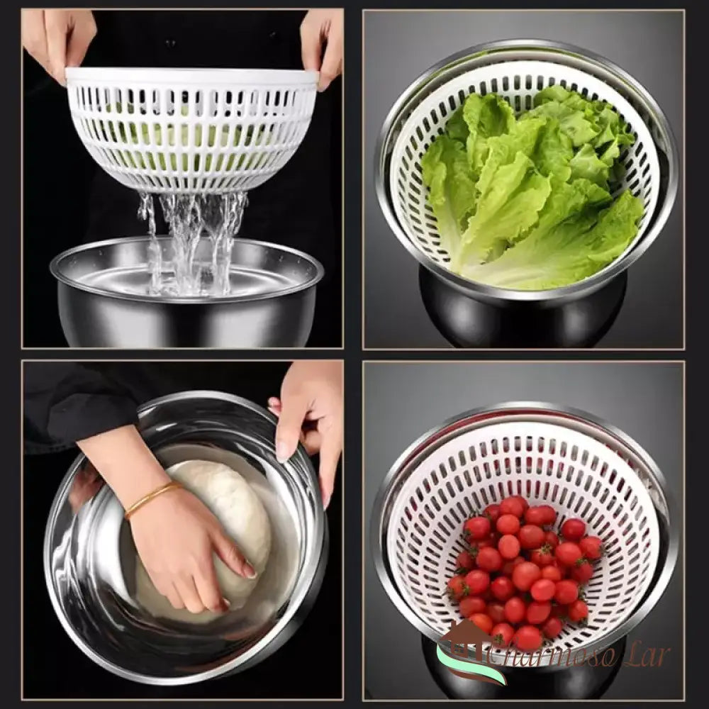 Centrifuga Secadora De Salada Bowl Inox Polihousi