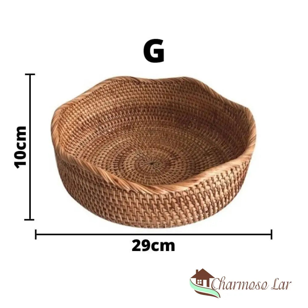 Cesta De Vime Em Rattan Feita A Mão Charmosolar G