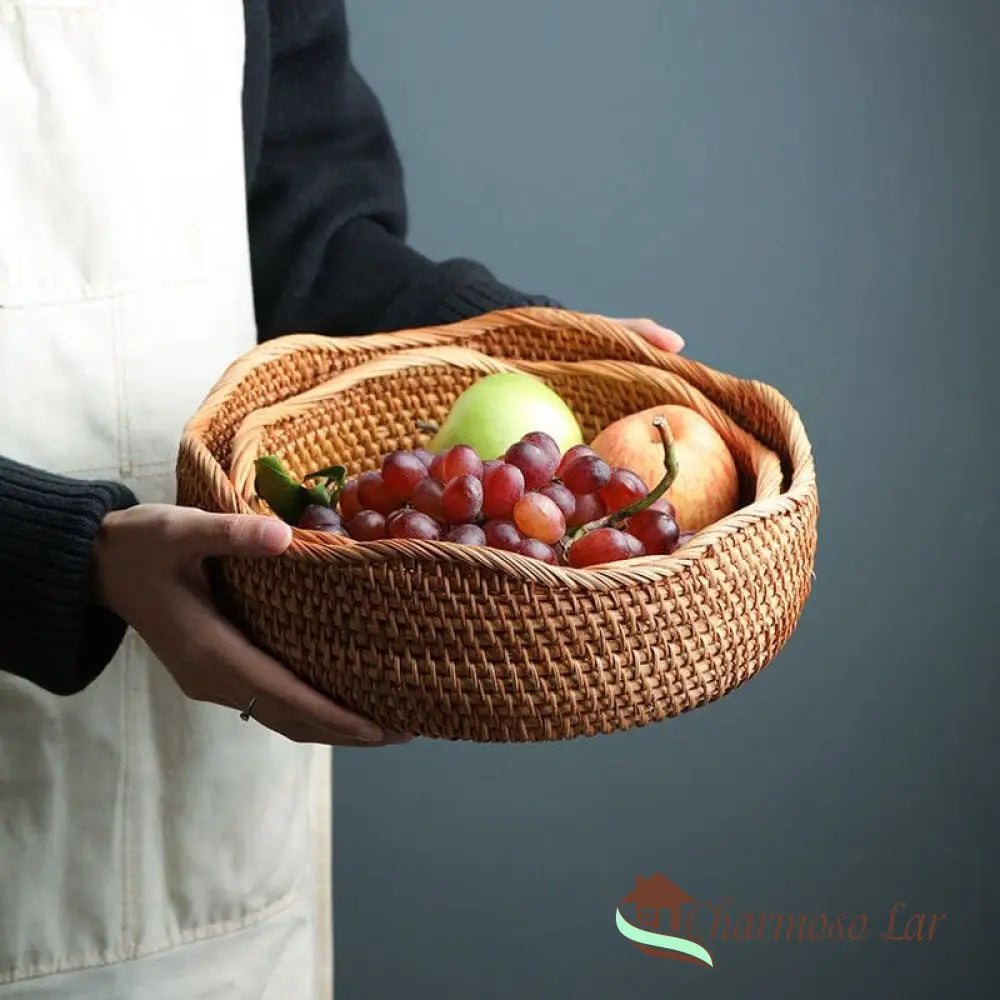 Cesta De Vime Em Rattan Feita A Mão Charmosolar