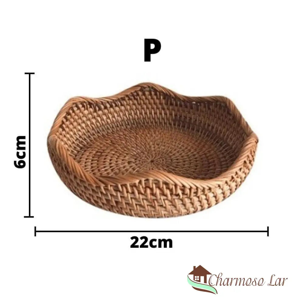 Cesta De Vime Em Rattan Feita A Mão Charmosolar P