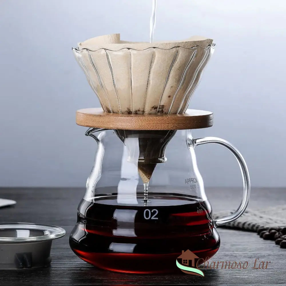 Coador De Café Tipo Hario V60 Em Bule Vidro Borossilicato Charmosolar