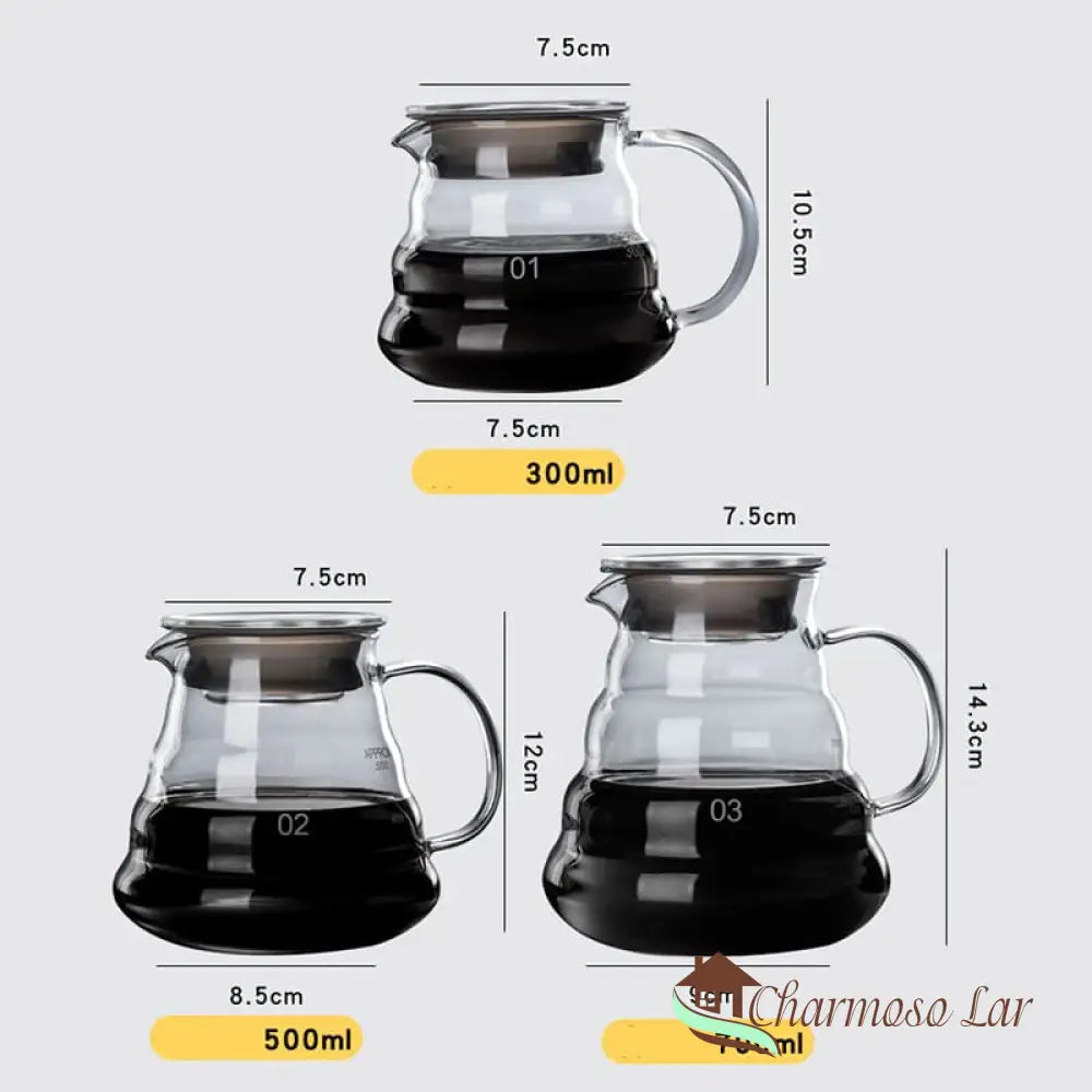 Coador De Café Tipo Hario V60 Em Bule Vidro Borossilicato Charmosolar