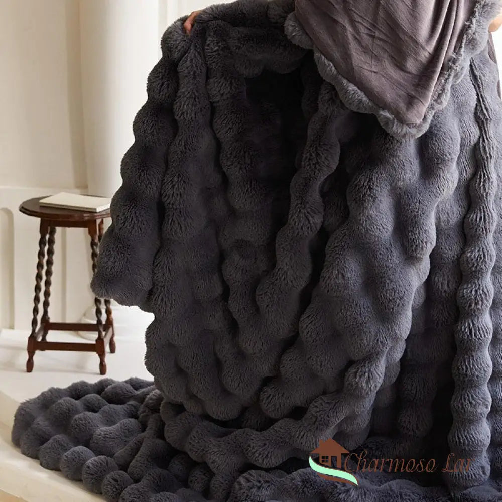 Coberdrom de Pelúcia [2 Fronhas de Brinde] Cinza / 100x160cm / 1 Cobertor