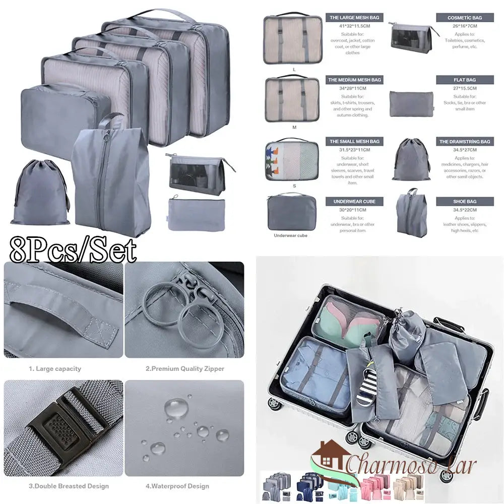 8/7/6 Pieces Set Travel Organizer Storage Bags Suitcase Packing Cases Portable Luggage Clothe Shoe