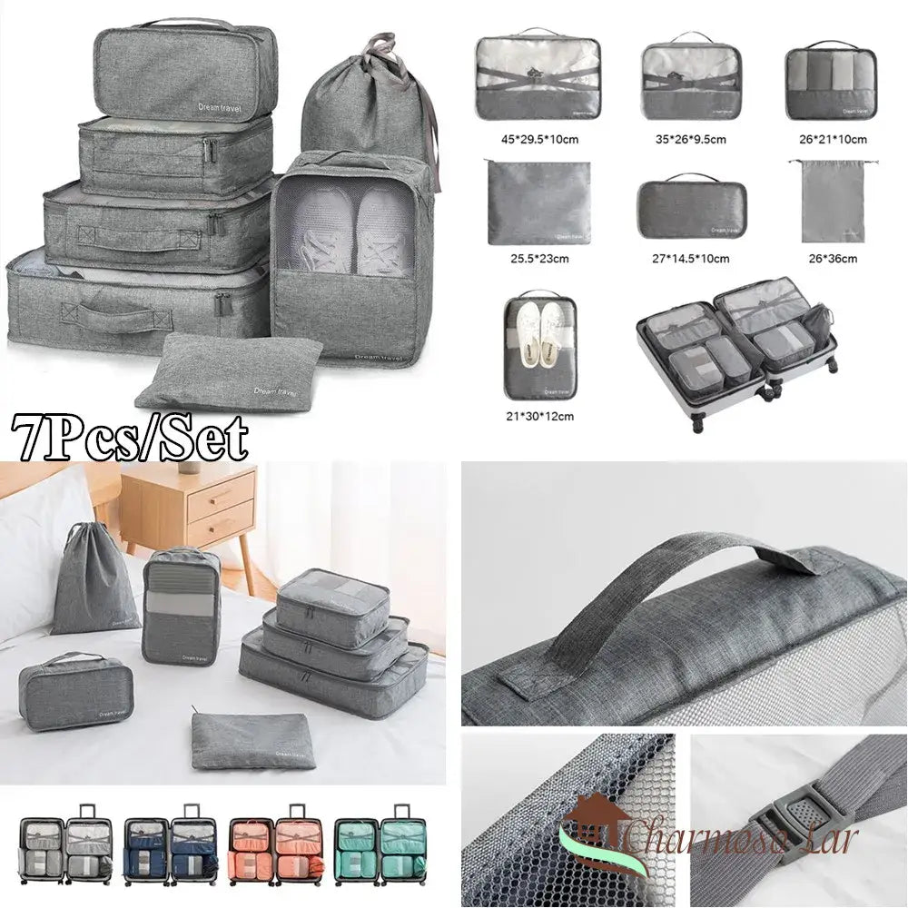 8/7/6 Pieces Set Travel Organizer Storage Bags Suitcase Packing Cases Portable Luggage Clothe Shoe