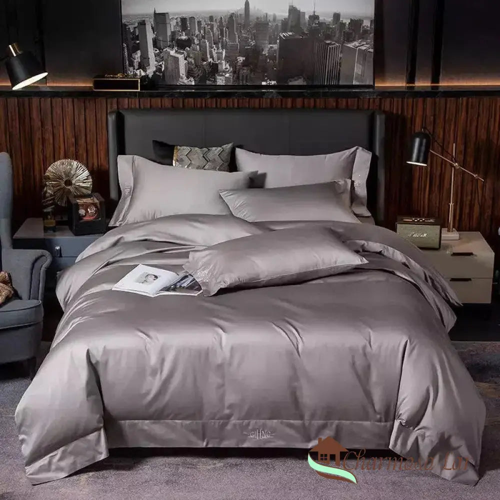 Conjunto Gihng Pure Luxury- Peças em 100% Algodão Egípcio 600 Fios Prata / Lençol Solto / Casal - 4 Peças (150x200cm)
