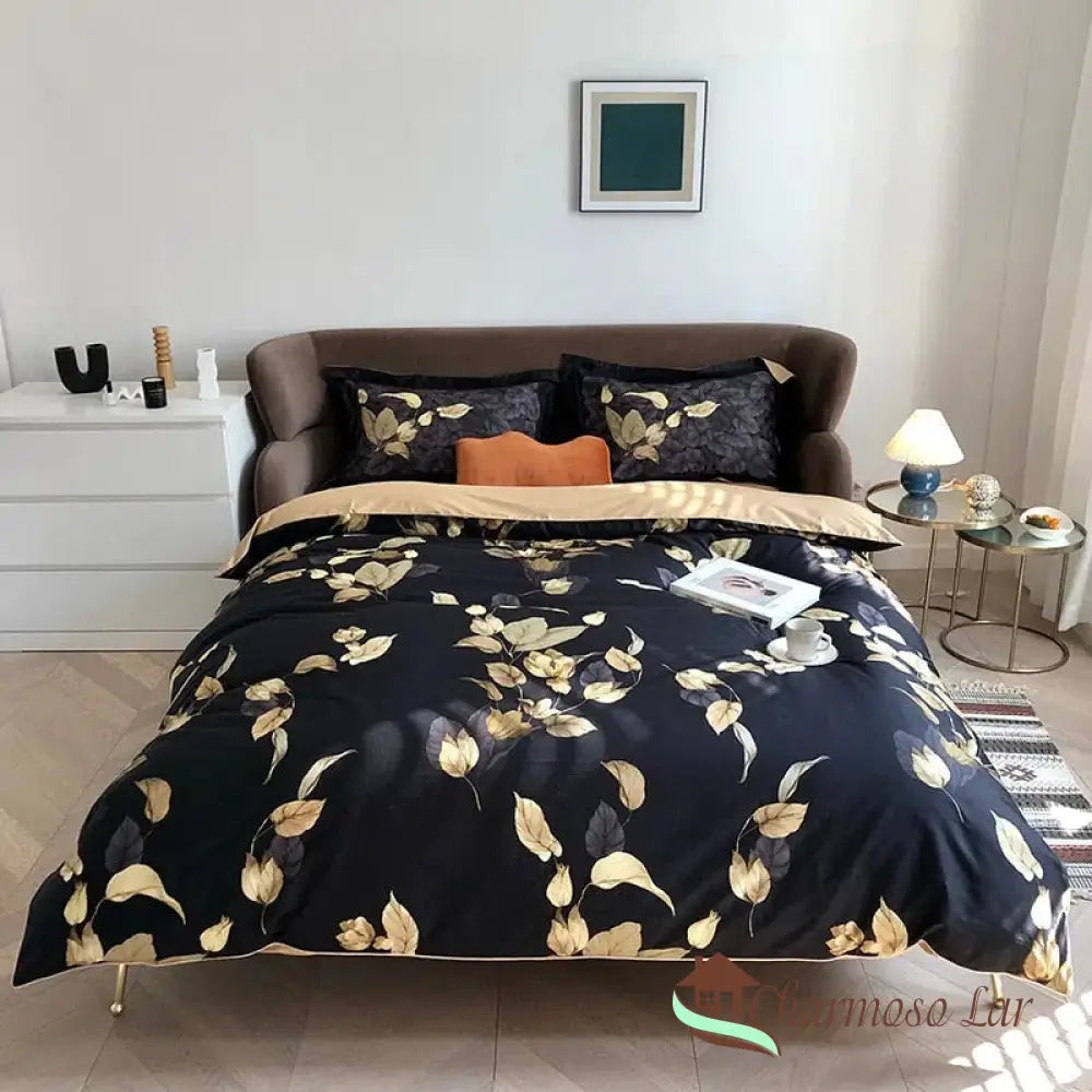 Conjunto de Roupas de Cama Algodão Egípcio Luxury Confort 4 Peças Modelo 1 / Lençol Solto / Casal (180x220cm) Roupas de