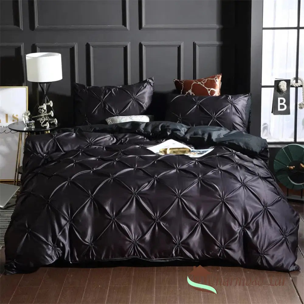 Conjunto de Roupas de Cama Nobreza 3 Peças em Algodão Egípcio Preto / Casal (180x220cm) Roupas de cama 2