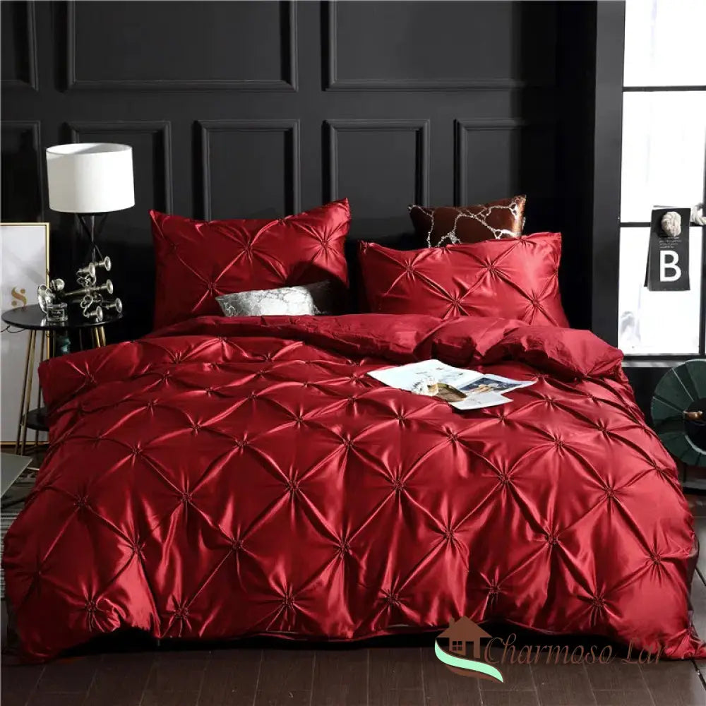 Conjunto de Roupas de Cama Nobreza 3 Peças em Algodão Egípcio Vermelho / Casal (180x220cm) Roupas de cama 2
