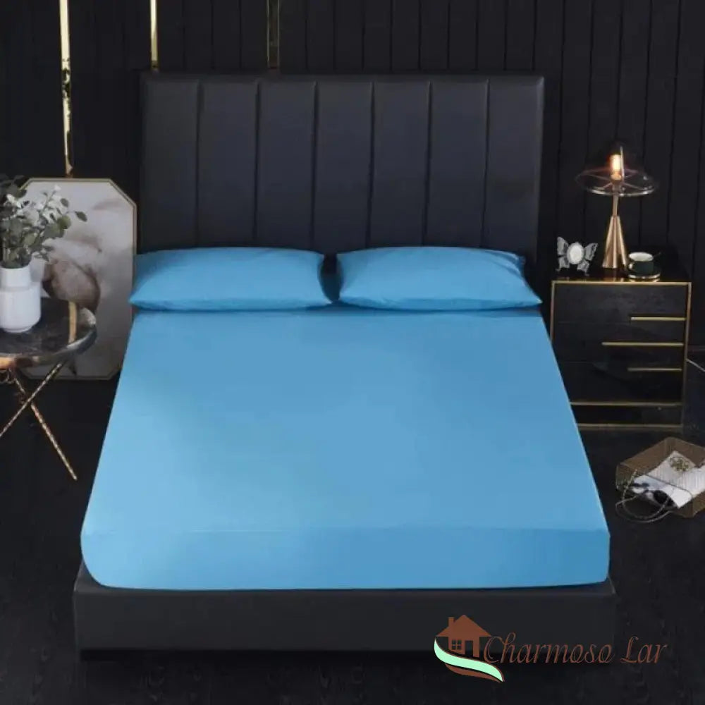 Conjunto Majestic™ 100% Impermeável / Lençol + Fronhas Azul Claro / Solteiro (100x200cm) Lençol 2