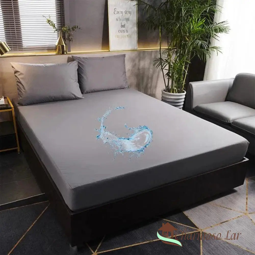 Conjunto Majestic™ 100% Impermeável / Lençol + Fronhas Cinza / Solteiro (100x200cm) Lençol 2