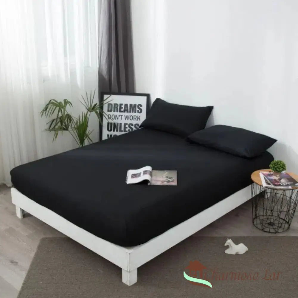 Conjunto Majestic™ 100% Impermeável / Lençol + Fronhas Preto / Solteiro (100x200cm) Lençol 2