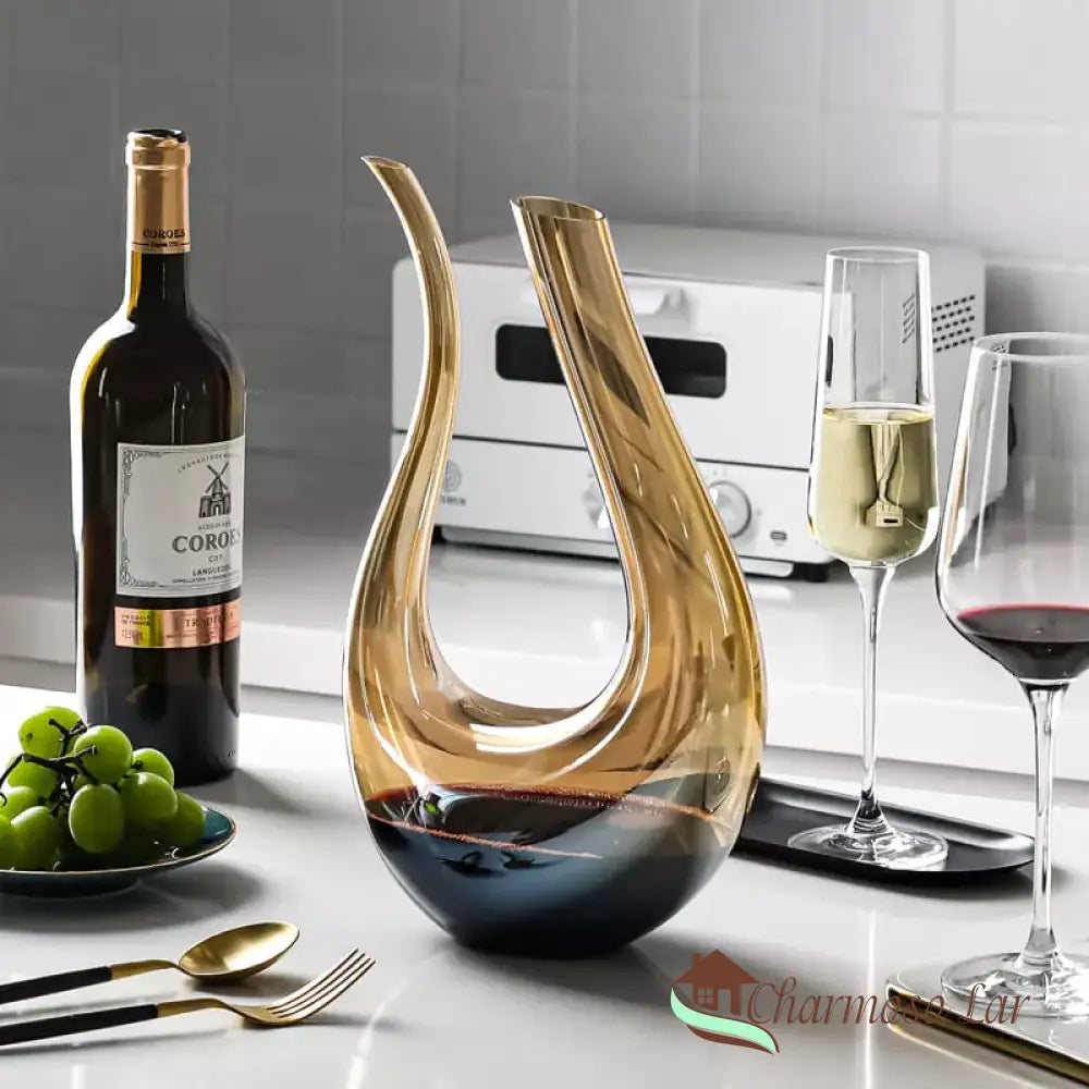 Decanter De Vinho Recipiente Vidro Cisne Decantador Ambar Polihousi