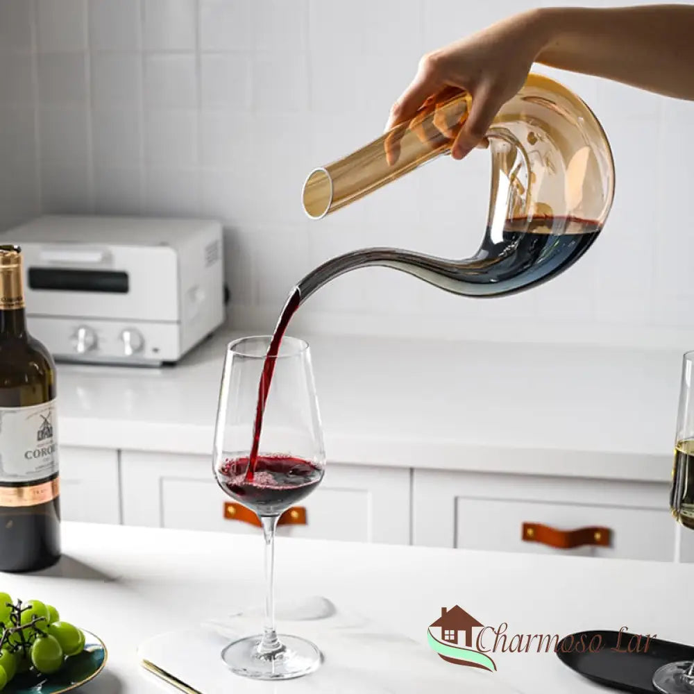 Decanter De Vinho Recipiente Vidro Cisne Decantador Ambar Polihousi