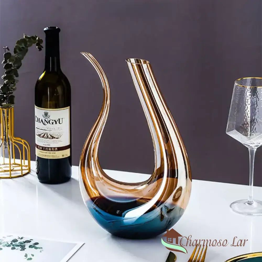 Decanter De Vinho Recipiente Vidro Cisne Decantador Ambar Polihousi