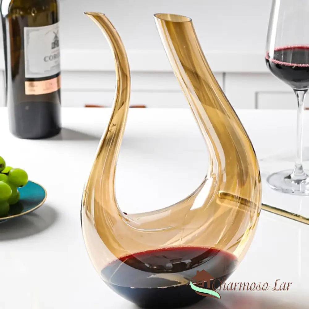 Decanter De Vinho Recipiente Vidro Cisne Decantador Ambar Polihousi