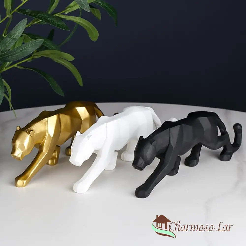 Decoração De Mesa Resina Estátua Leopardo Polihousi