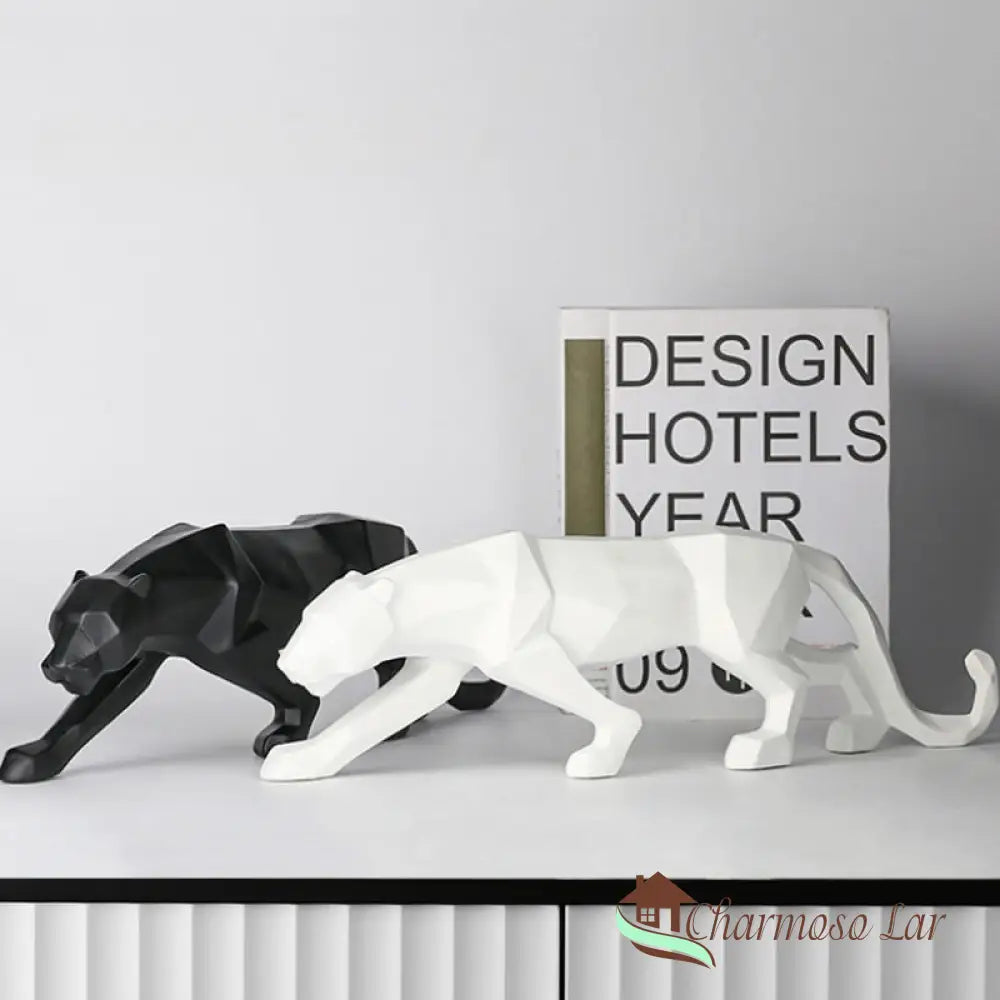 Decoração De Mesa Resina Estátua Leopardo Polihousi