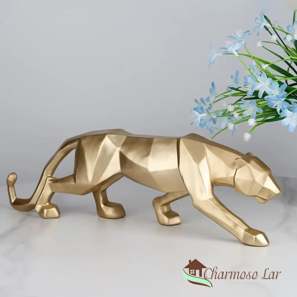 Decoração de Mesa de Resina Estátua Leopardo Polihousi 6