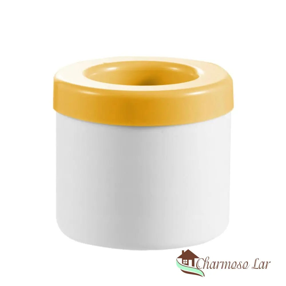 Forma De Gelo Silicone Redonda Com Tampa Charmosolar Branco Amarelo