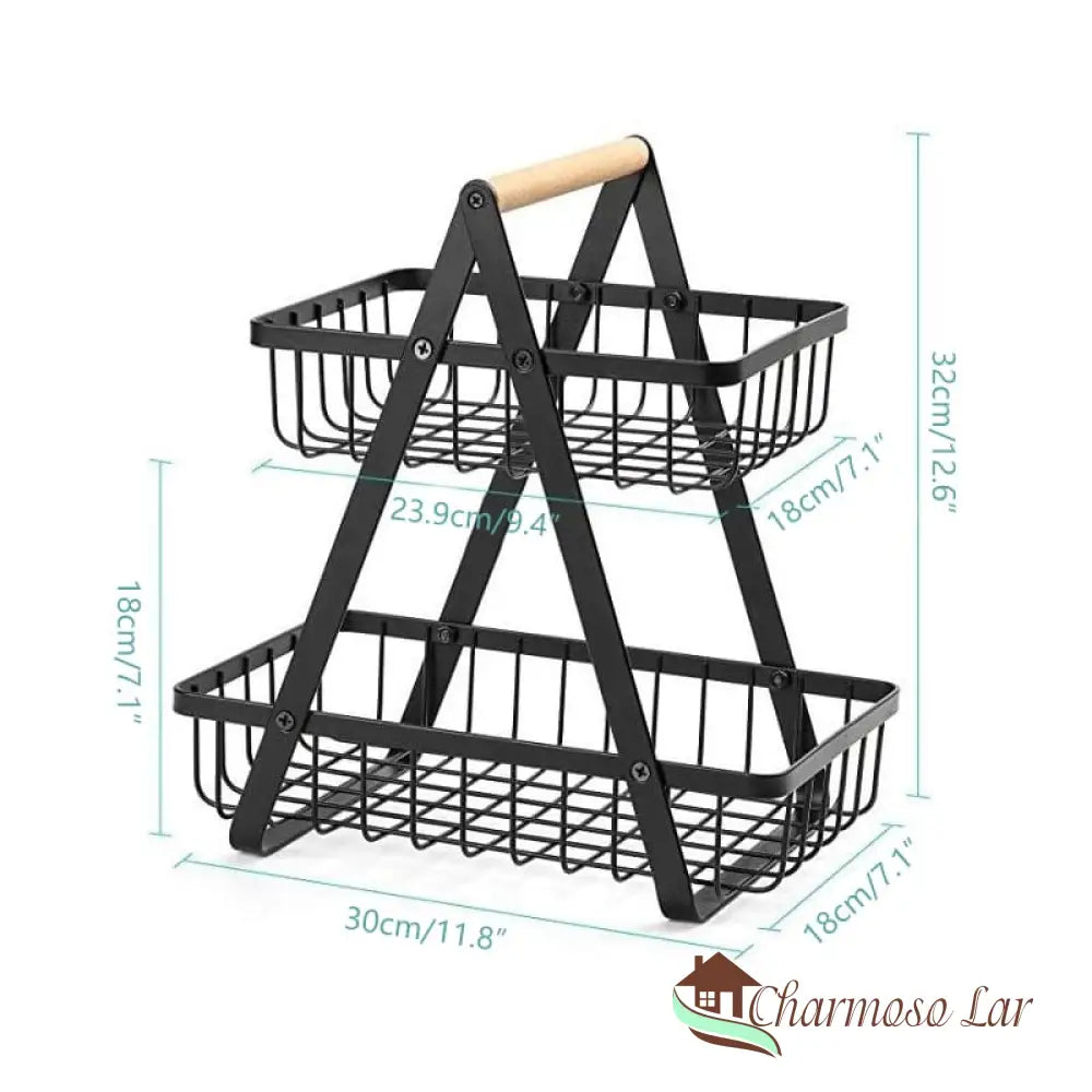 Fruteira De Mesa 2 Andares Cesta Fruta Charmosolar