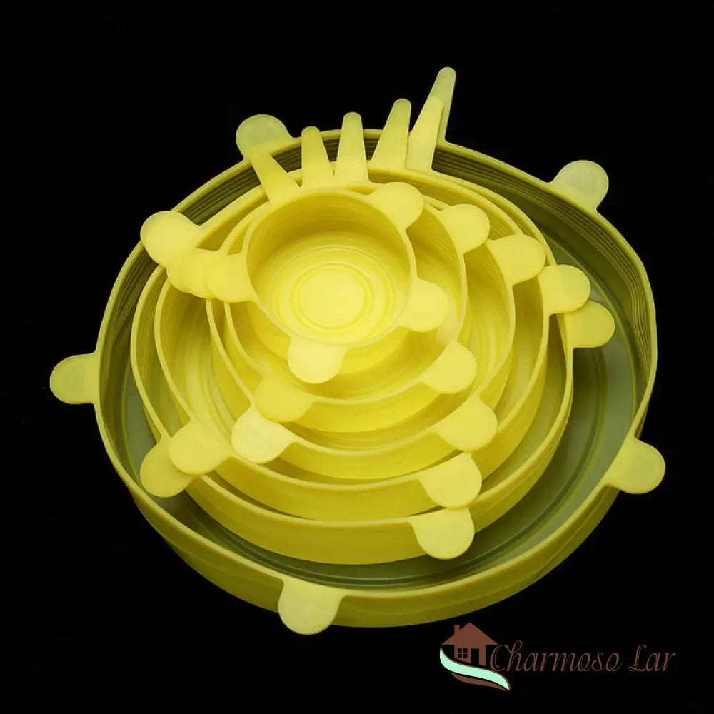 Jogo De Tampas Vedação Silicone Charmosolar Amarelo / 6Pcs