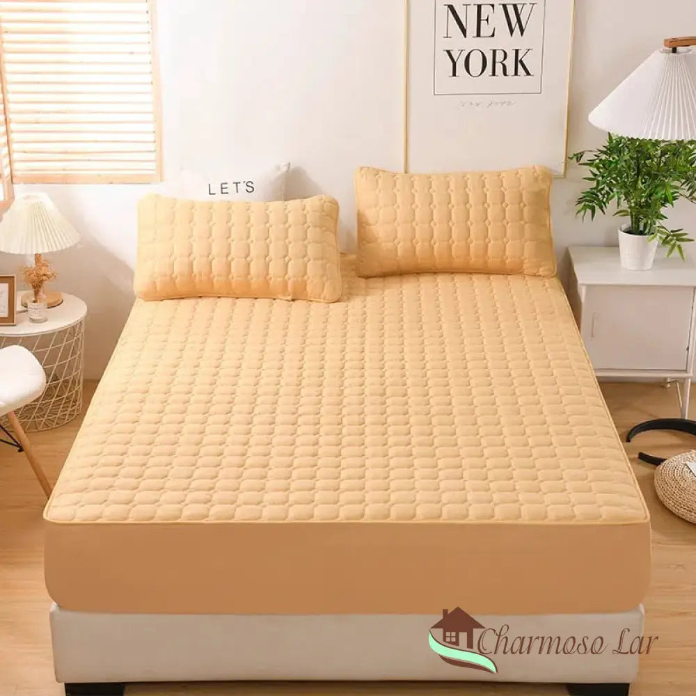 Conjunto Sleep Peace - Lençol e Fronhas 100% Microfibra Ultra Macia Amarelo / Solteiro (120x200x30)cm lençol 5