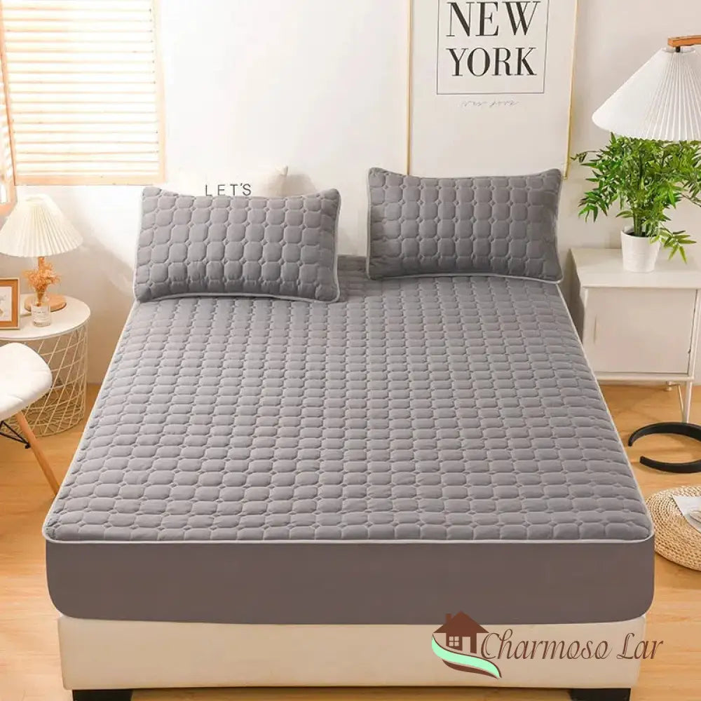 Conjunto Sleep Peace - Lençol e Fronhas 100% Microfibra Ultra Macia Cinza Escuro / Solteiro (120x200x30)cm lençol 5