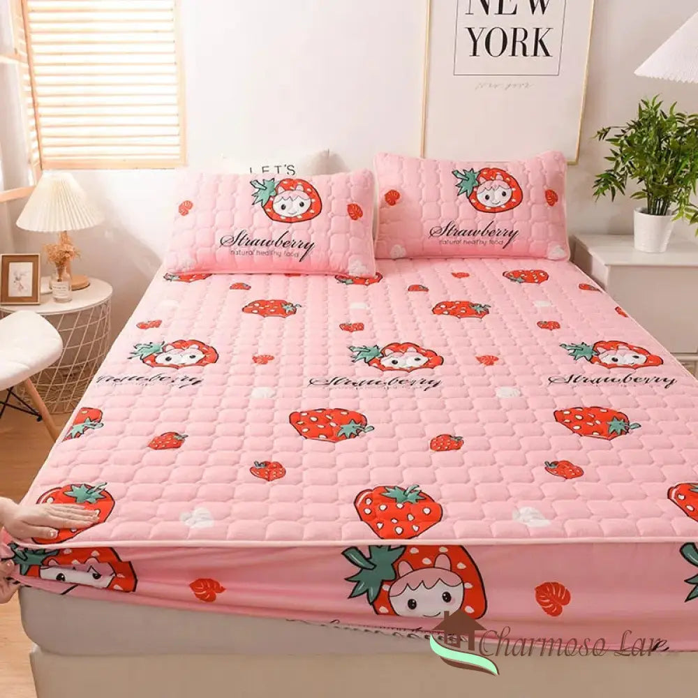 Conjunto Sleep Peace - Lençol e Fronhas 100% Microfibra Ultra Macia Rosa Morango / Solteiro (120x200x30)cm lençol 5