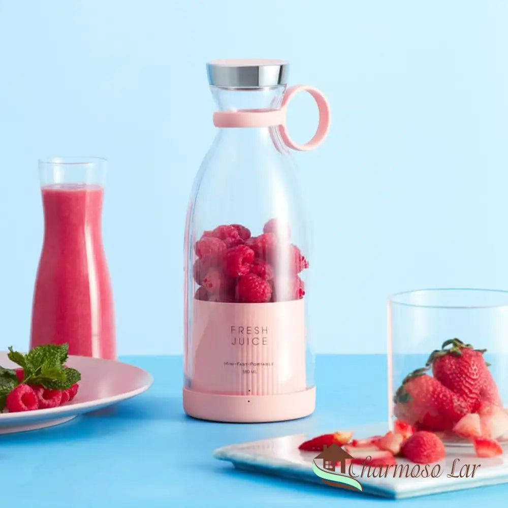 Liquidificador Portátil E Mixer Sem Fio Charmosolar Rosa