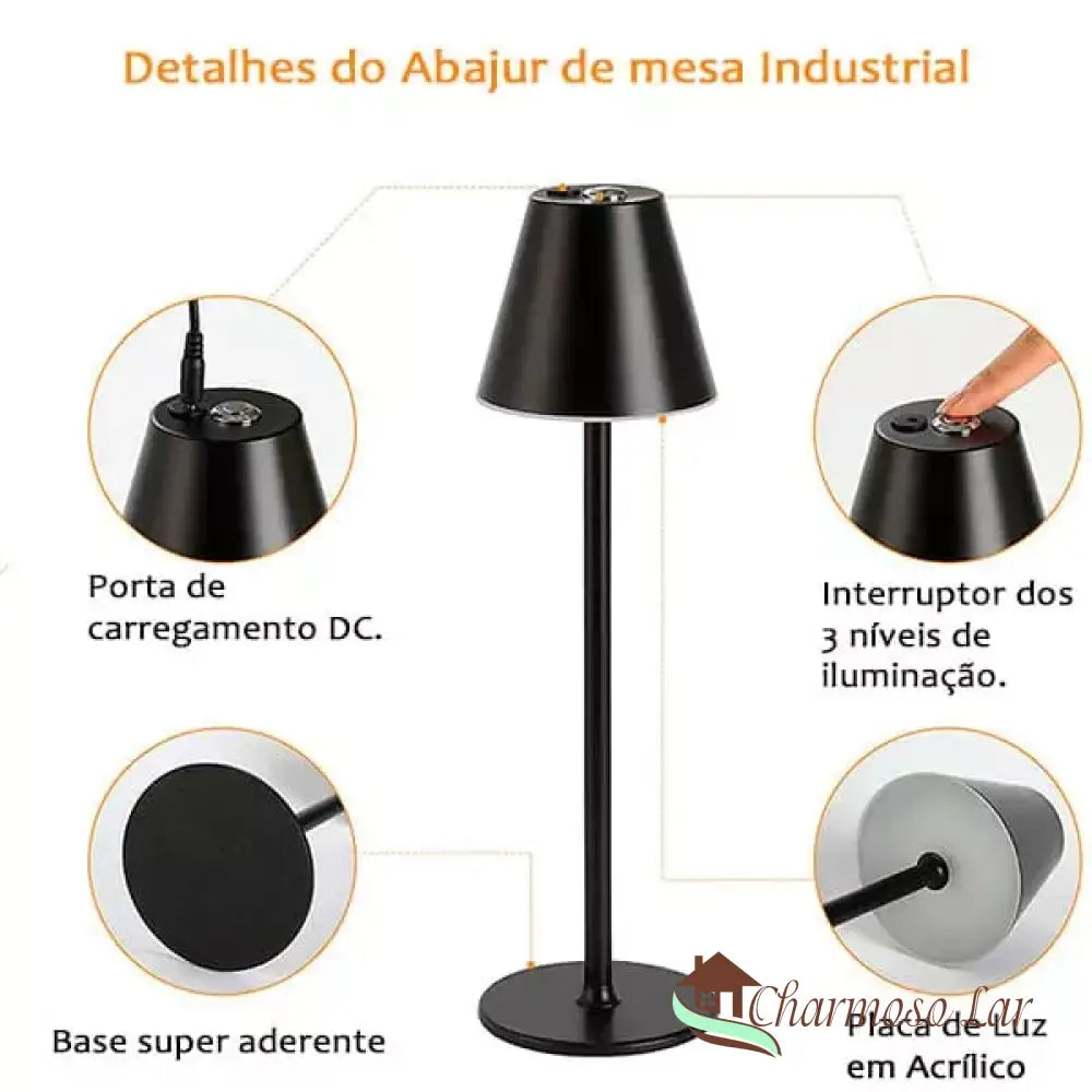 Luminária De Mesa Escritório Recarregável Usb Abajur Mesa Escritorio