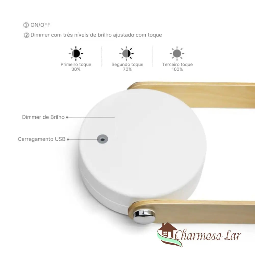 Luminária De Mesa Led Com Alça Leitura Charmosolar