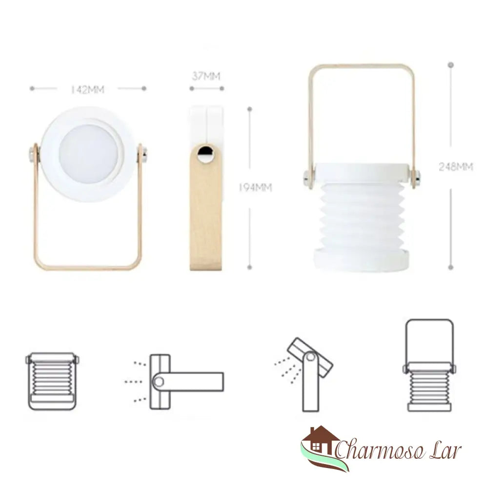 Luminária De Mesa Led Com Alça Leitura Charmosolar