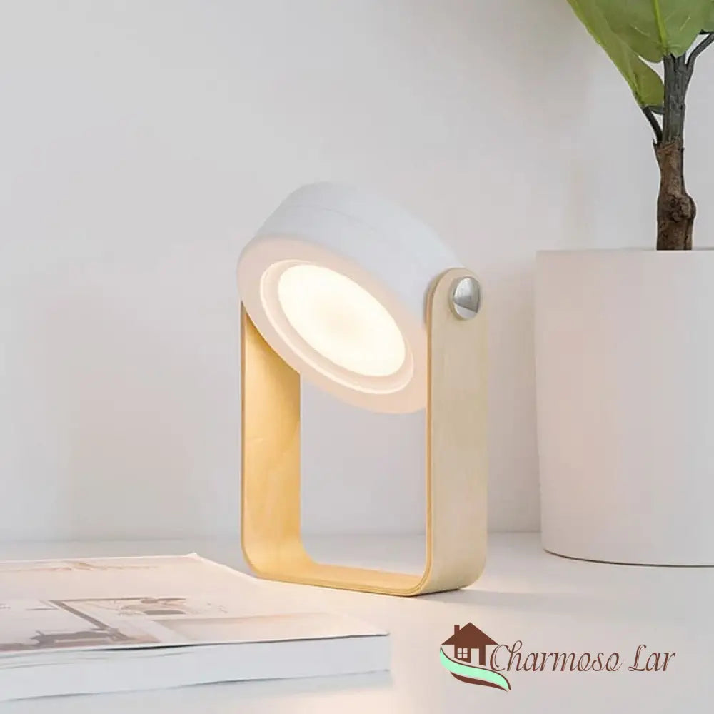 Luminária De Mesa Led Com Alça Leitura Charmosolar Branco