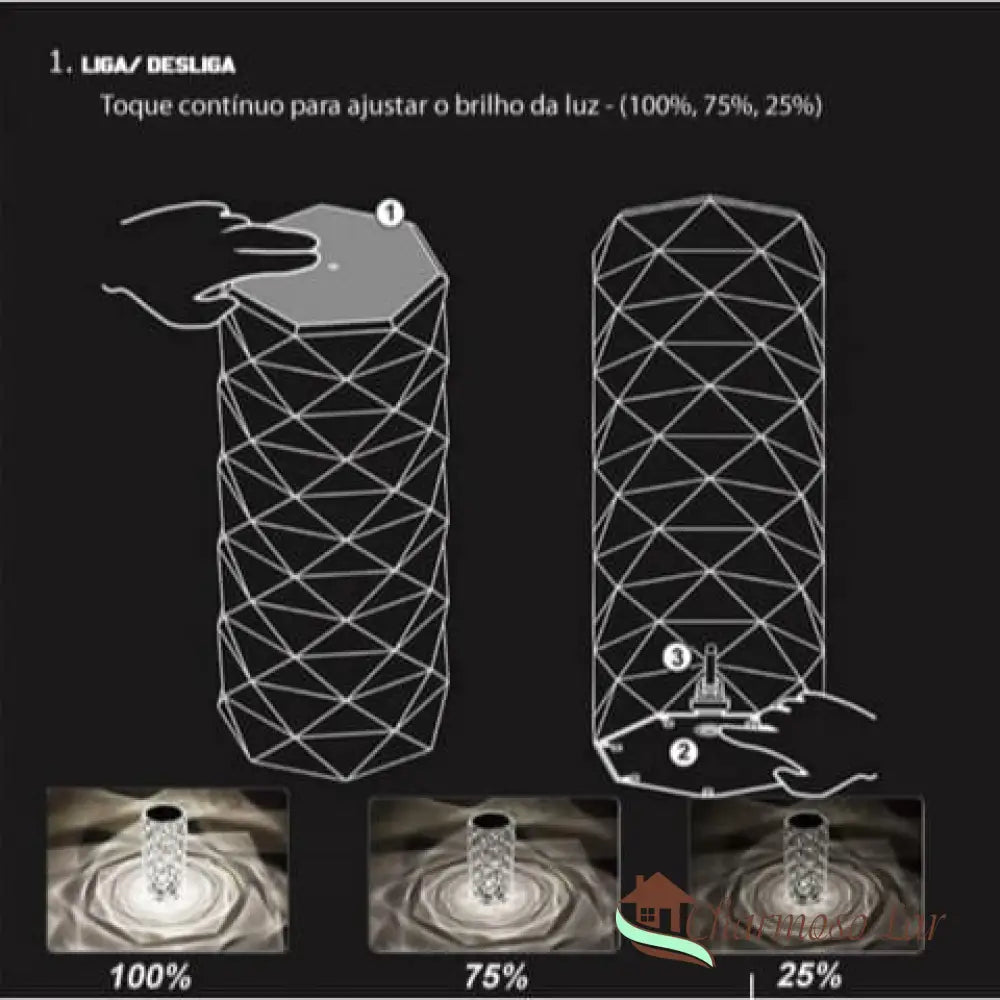 Luminária De Mesa Led Sem Fio 3-16 Cores Premium Charmosolar