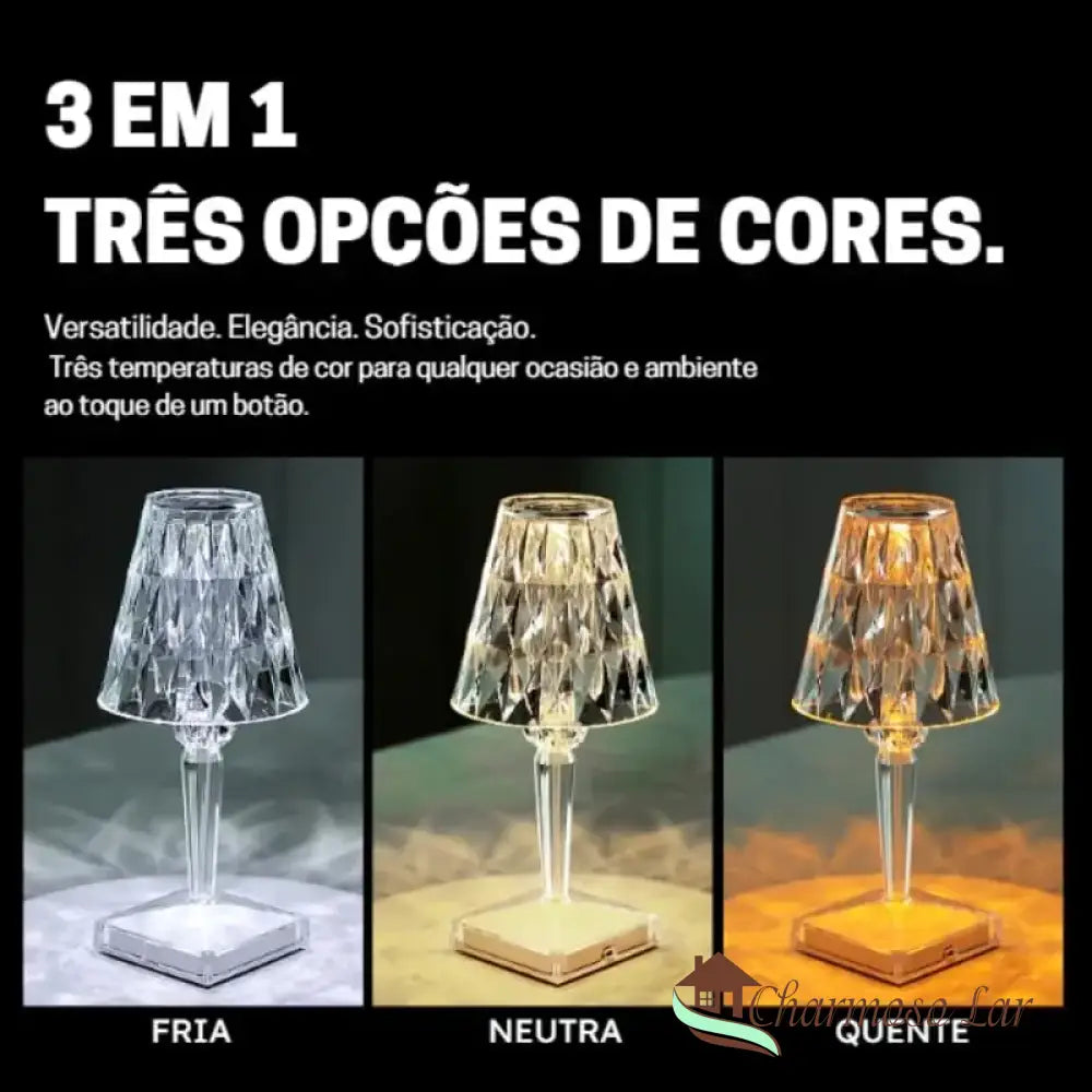 Luminária De Mesa Led Sem Fio 3 Em 1 Premium Charmosolar