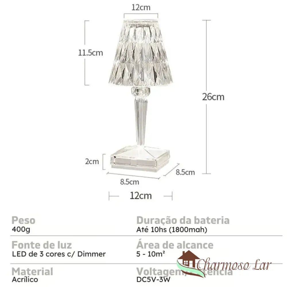 Luminária De Mesa Led Sem Fio 3 Em 1 Premium Charmosolar