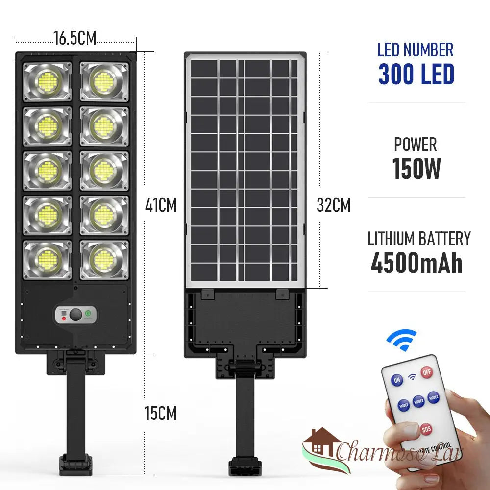 Luminária Solar Led Com Sensor Charmosolar A-10 Head-300 Leds