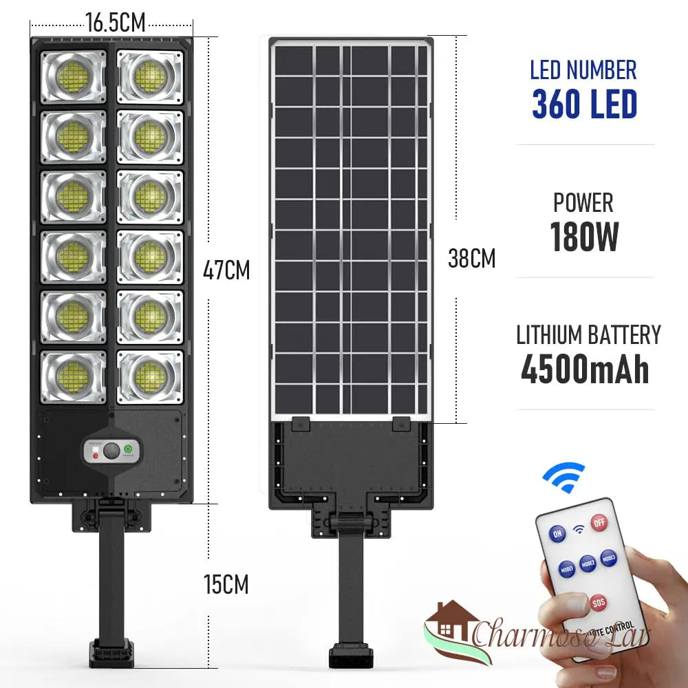 Luminária Solar Led Com Sensor Charmosolar A-12 Head-360 Leds