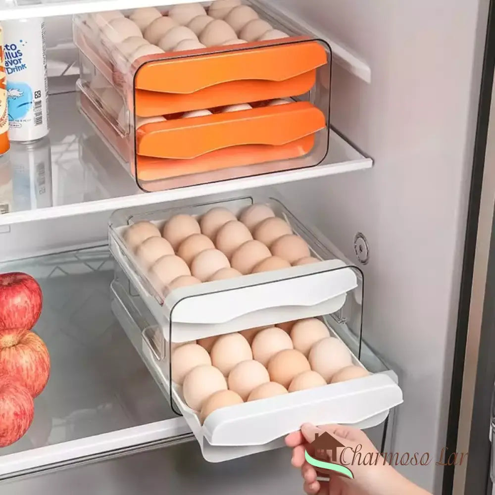 Organizador De Geladeira Com Gavetas Porta Ovos Charmosolar