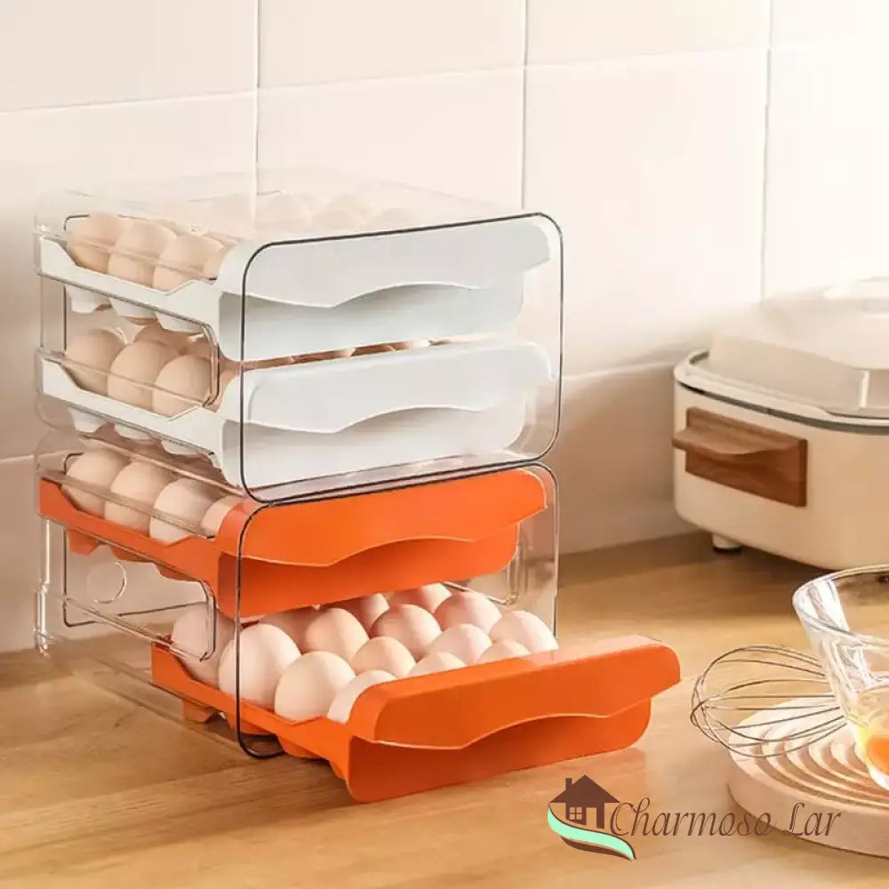 Organizador De Geladeira Com Gavetas Porta Ovos Charmosolar