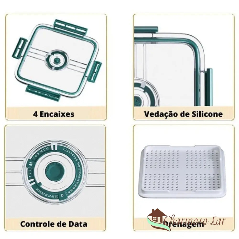 Organizador De Geladeira Com Tampa E Marcador Data Charmosolar