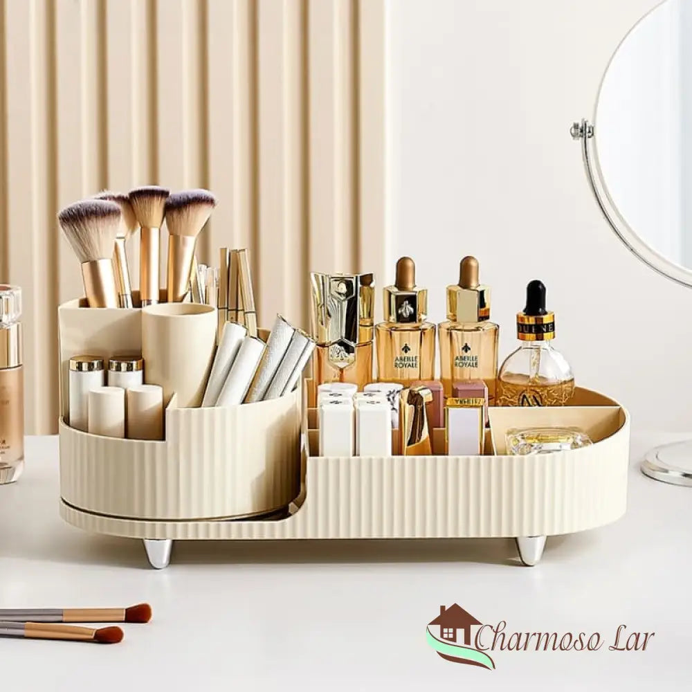 Porta Pincel De Maquiagem E Organizador Charmosolar Bege