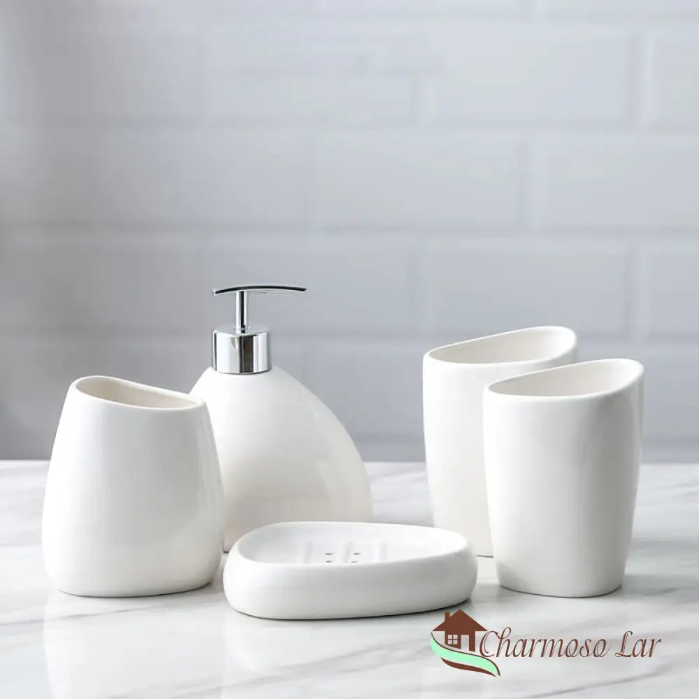 Saboneteira Kit Banheiro Lavabo Conjunto De Charmosolar 5 Peças