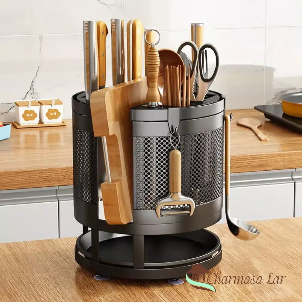 Suporte Para Facas - Porta Utensílios De Cozinha Charmosolar Preto